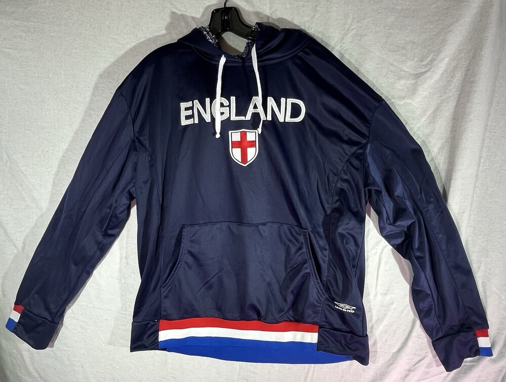 Vintage Umbro England Hoodie Size XL Navy Blue Soccer Football Pullover NICE!